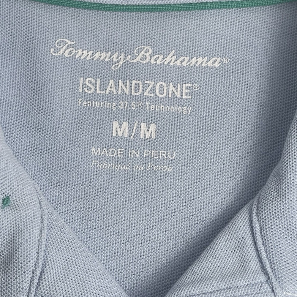 Tommy Bahama Island Zone Medium Blue Supima Camp Loop Collar 37.5 Technology - Picture 5 of 13